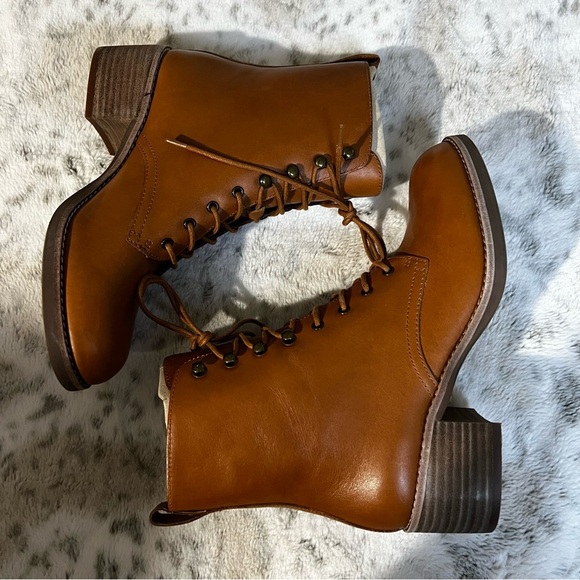 🔥New Madewell Patti Lace-up Boots in English Saddle Women’s Sz 8 SOLD OUT! - Picture 7 of 11